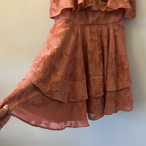 NWT Lulu's True Lover Floral Ruffled Strapless Mini Party Dress Pink Size XL - Picture 4 of 15